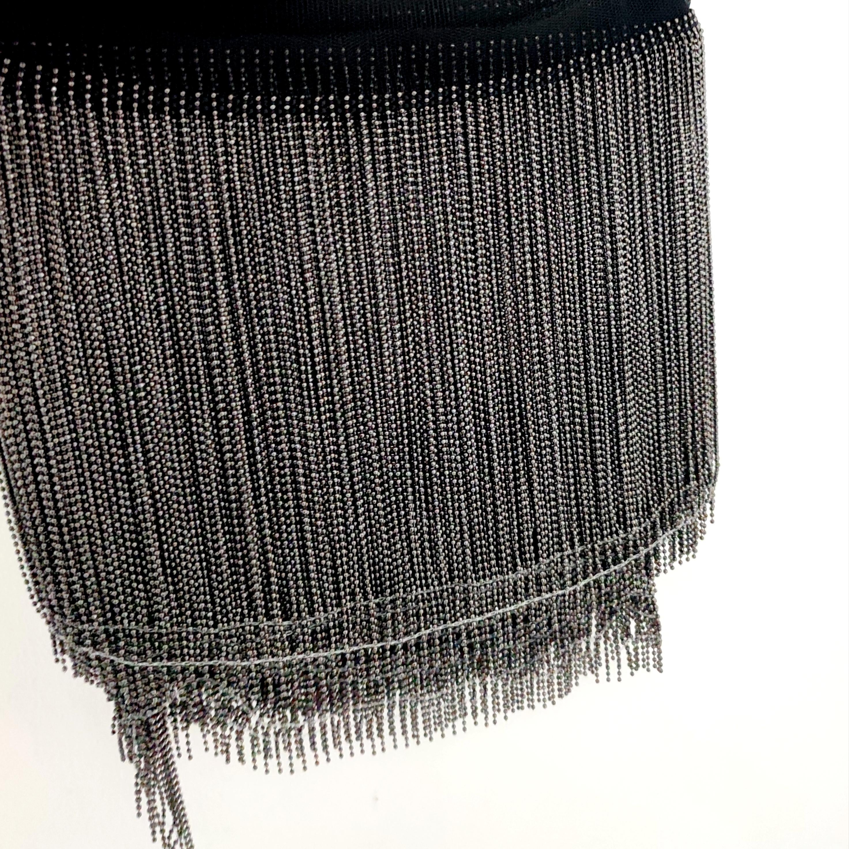 Frange en chaîne de perles de cuivre de 1 m de long et 15 cm de large, frange en chaîne de perles argentée, dorée ou canon de fusil de 15 cm de large pour abat-jour