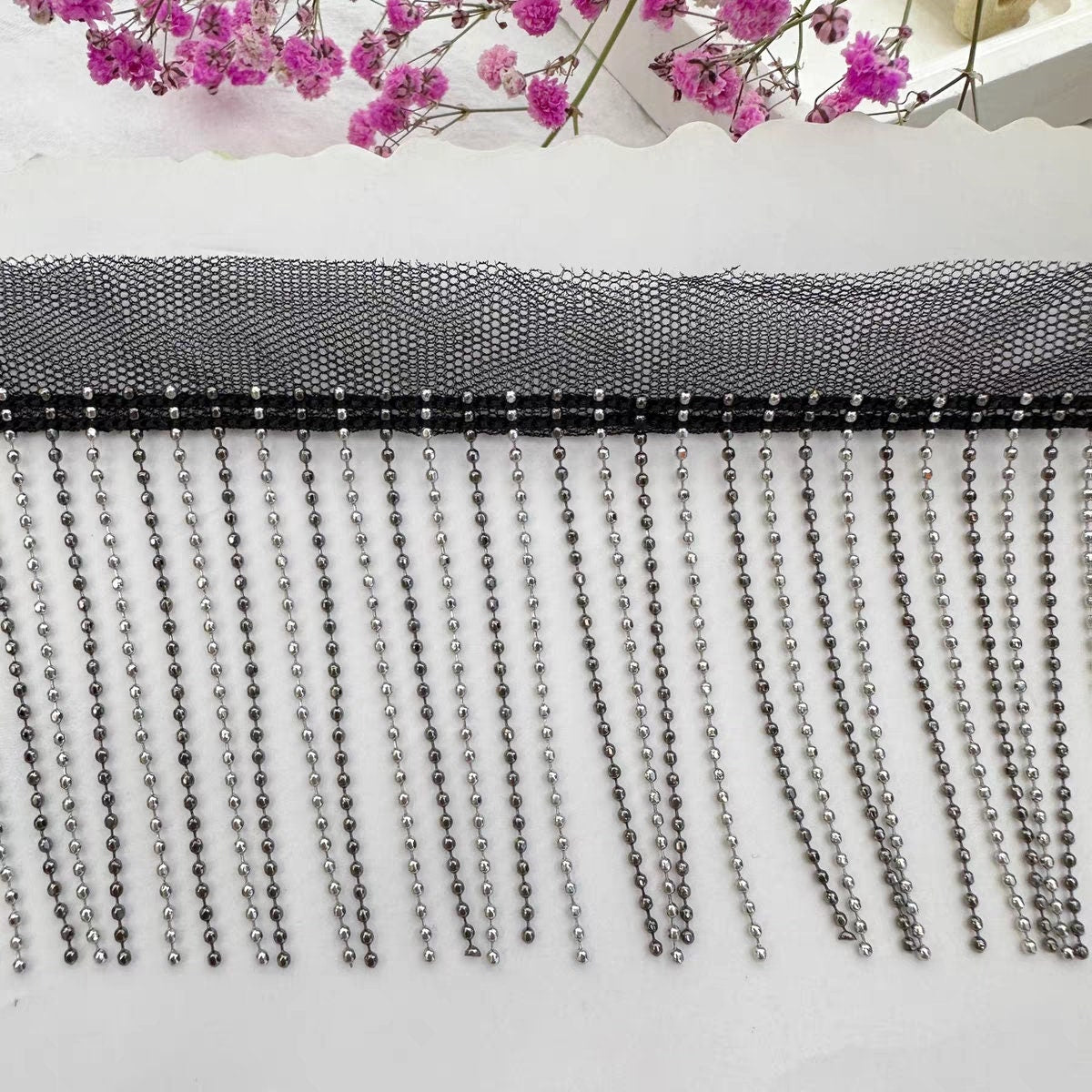 5 yard 6cm wide Copper Bead Chain Fringe Dancewear Fashion Costume Fringe DIY Sewing Supplies, 7 Different Colors