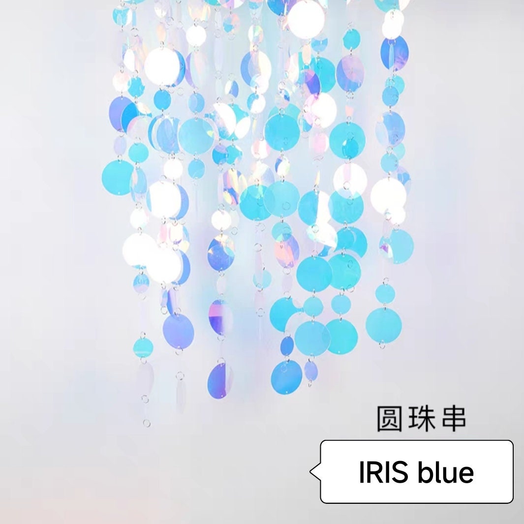 Handmade 1M Long 30mm+50mm Round Sequins Beaded Sequins String Sequins Curtain for Party Decoration, 20pcs/bag, 9 Different colors