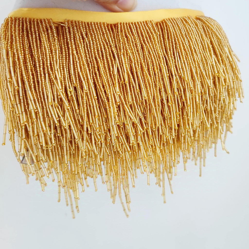 90 cm lange, dikke, 5-7 cm brede kralenfranje, zilveren kralenfranje, gouden kralenfranje, aangepaste kleuren