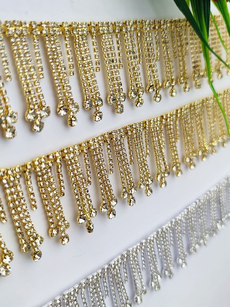 Frange à cocktail en strass faite main, garniture de chaîne à faire soi-même (91 cm de long)