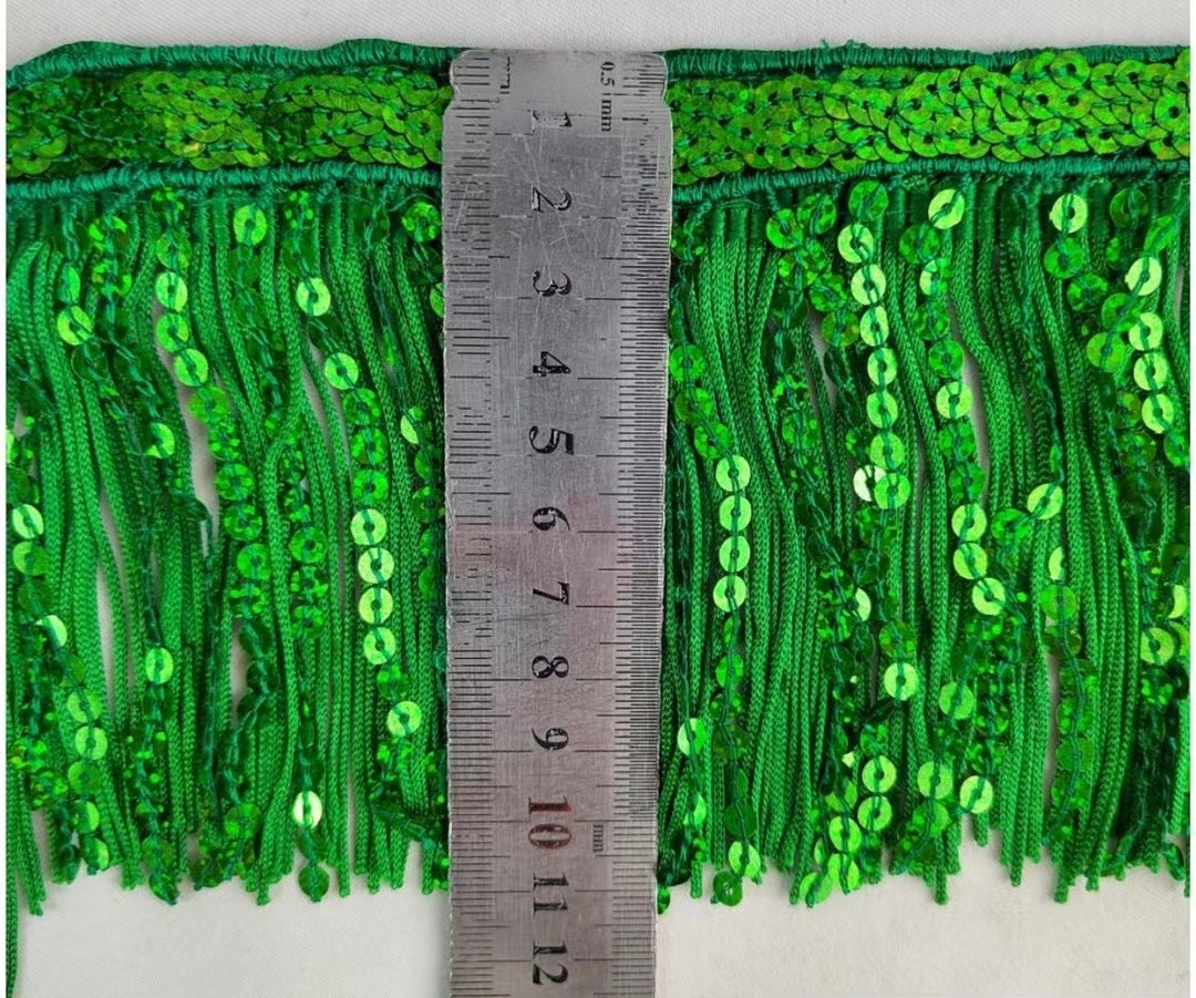10 Yards Washable 4 inch Wide Thick Chainette And Sequins Fringe, Dress Fringe, Lampshade Fringe, DIY Sewing and Craft Tassle Sequins Fringe