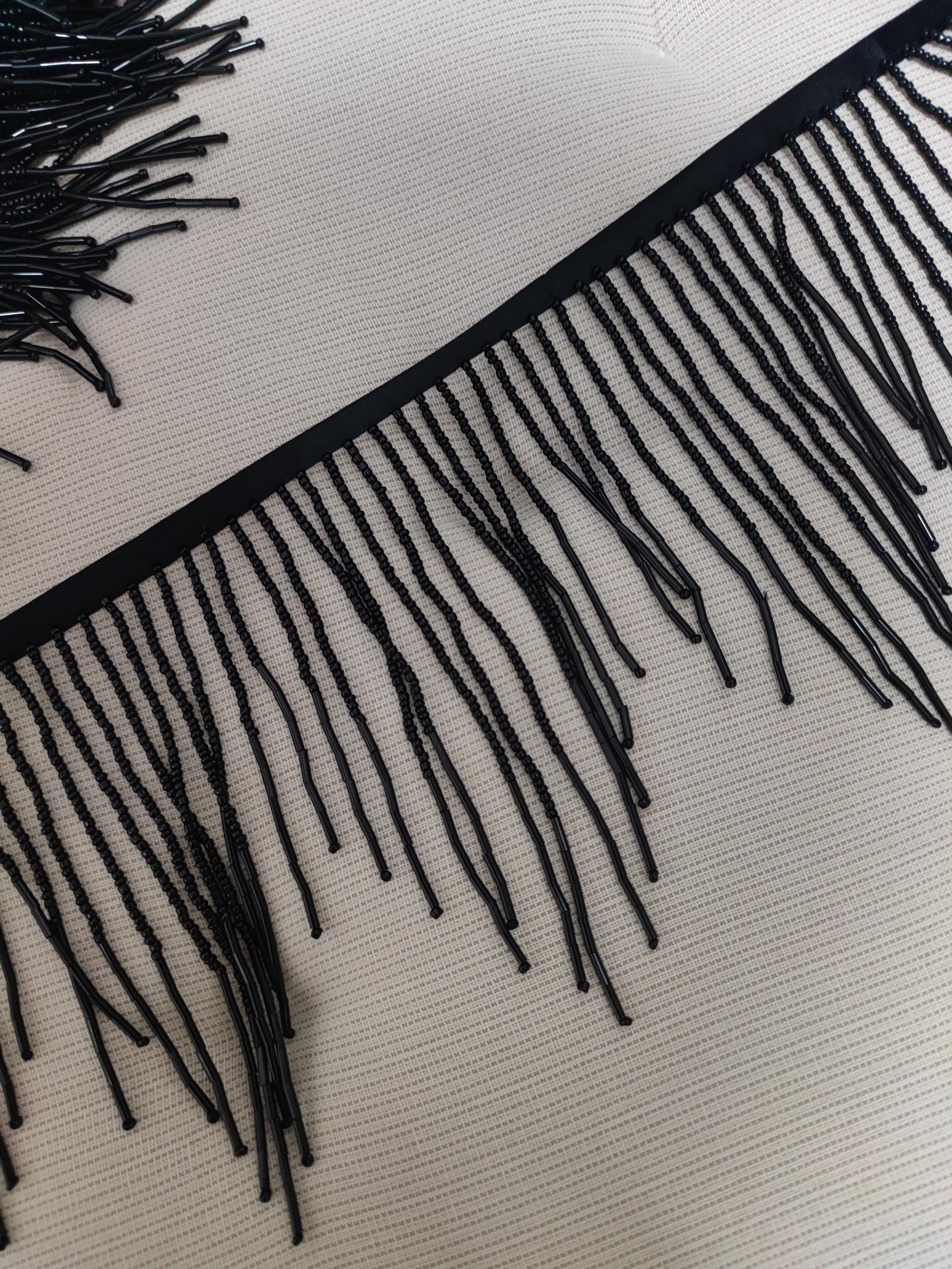 Frange à franges perlées à chevrons de 12,7 cm de large, pour abat-jour, costume ou robe, disponible en or rose, argent, noir, blanc, bleu, lilas, rose vif, rouge et vert.