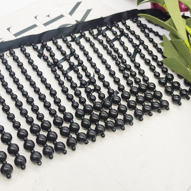 Handgemaakte kralenfranje van 90 cm lang en 10 cm breed met parels, verkrijgbaar in witte, roze, zwarte en gouden parels, geschikt als lampenkapfranje.