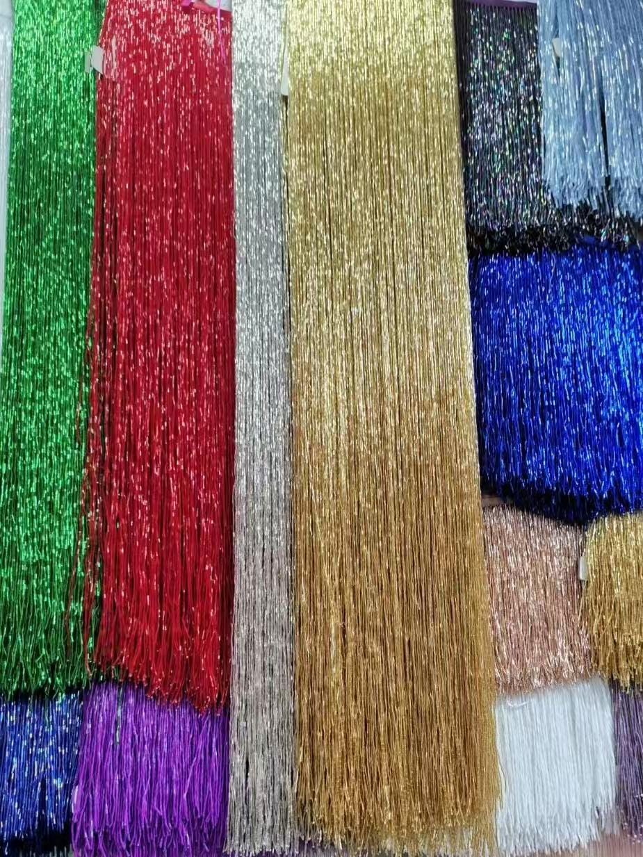 Glanzende handgemaakte kralenfranje, geschikt voor haute couture, jurken, gordijnen en achtergronden, 50 cm breed, 2,75 meter