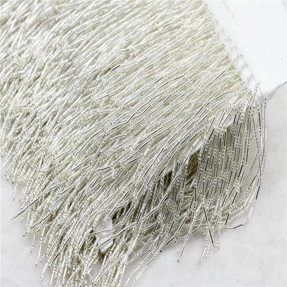 Handgemaakte kralenfranje van 10 cm breed, 10 cm breed, zilver, goud, rood, roze, blauw, zwart, groen, grijs, felroze, wit, kralenfranje voor lampenkap