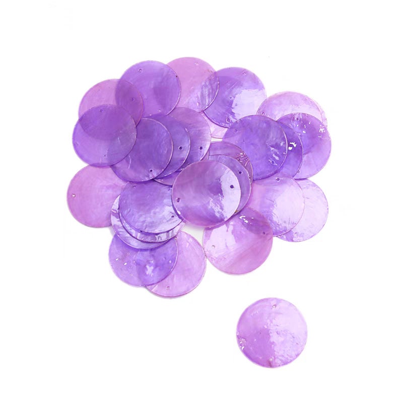 100pcs 30mm Dyed Natural Mother of Pearl Shell Discs, purple, plum, violet, hot pink, red, orange, green Mother of Pearl MOP Shell Discs