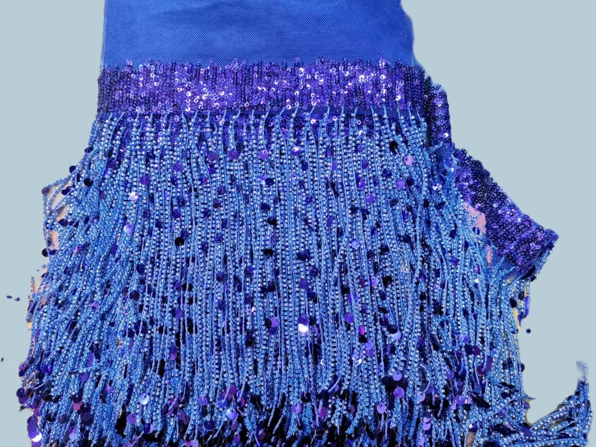 Franje van pailletten en kralen: 15 cm brede versiering voor jurken en kostuums (10 meter)