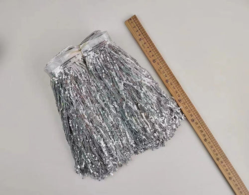 Ruban de satin à franges de sequins de 30 cm de large, 36 couleurs au choix, 9 mètres par couleur