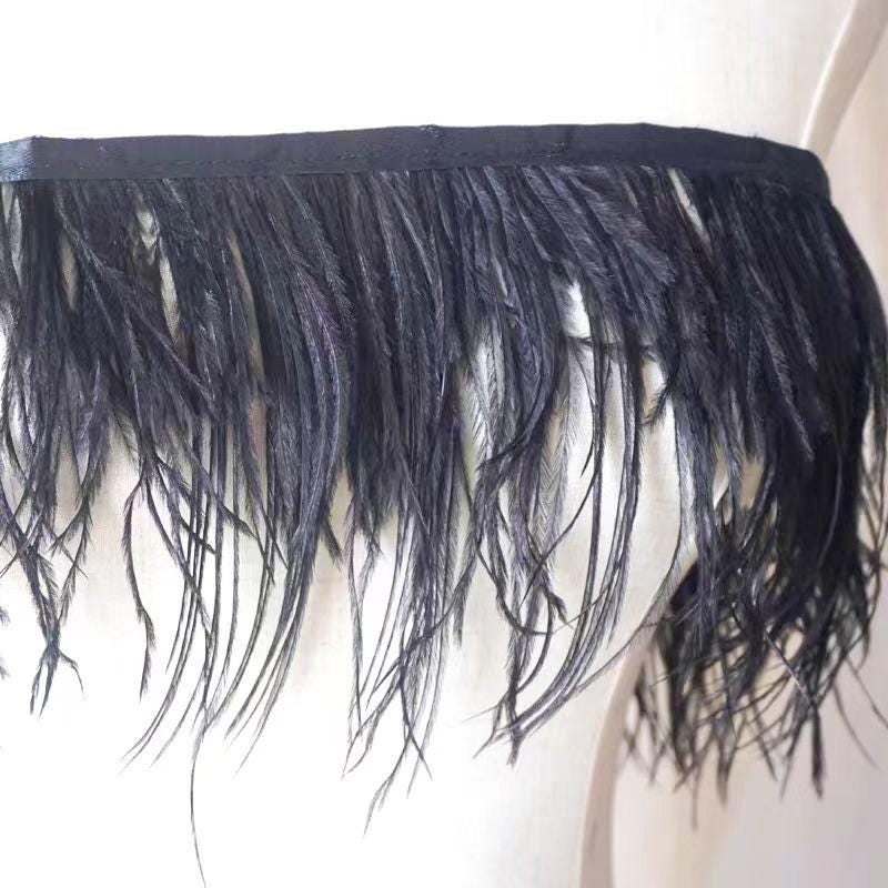 10 Meters 1 ply thick 4-6 Inches Wide Ostrich Feather Fringe,  77 Different Colors, Custom Colors