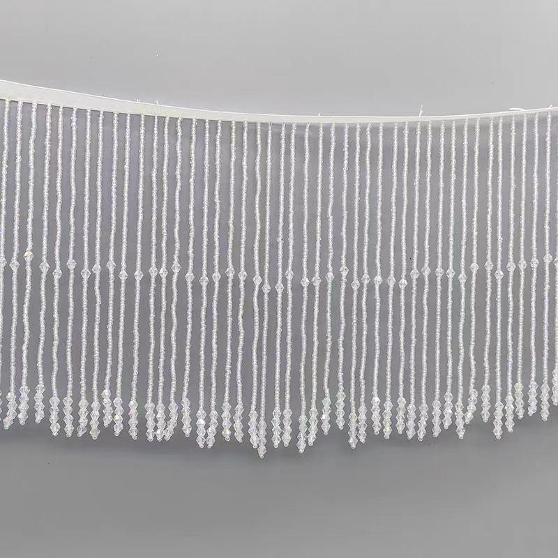 Frange en cristal et perles de rocaille : garniture perlée de 15 cm, 30 couleurs