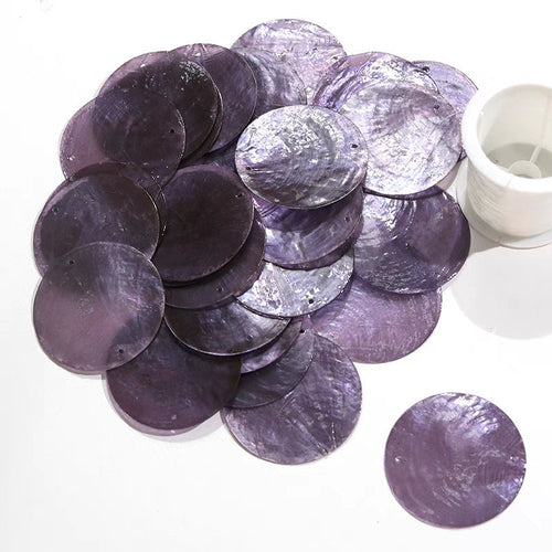 100 stuks 30 mm gekleurde natuurlijke parelmoer schelpschijven, paars, pruim, violet, felroze, rood, oranje, groen.