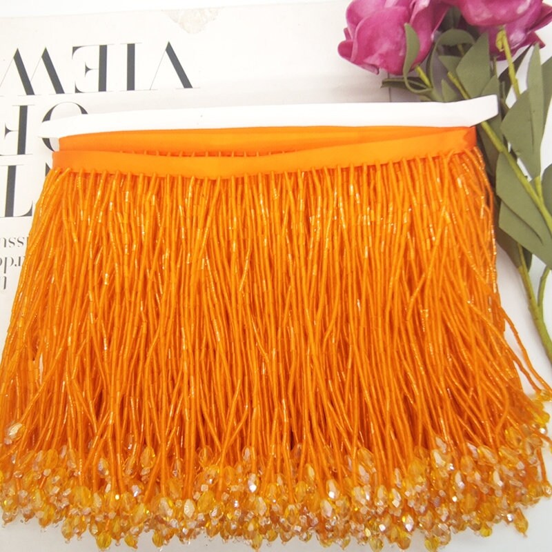 6inch Bugle Beads Crystal Beads Beaded Fringe,Lampshade Fringe,Dancewear Tassle Fringe, Dress Fringe,DIY Sparkle Beaded Fringe, Custom Color