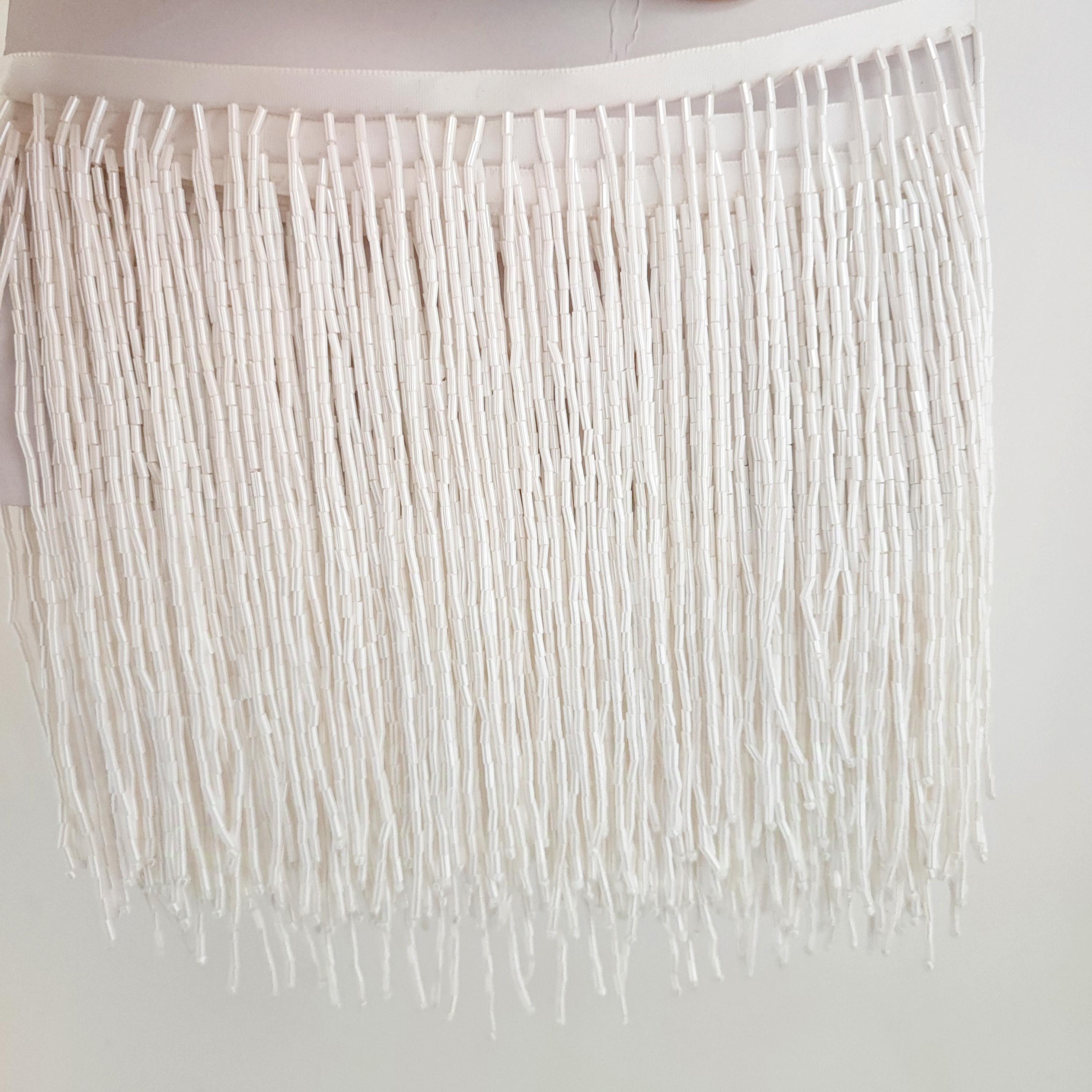 Frange perlée de 15 cm, couleurs personnalisées, garniture, au mètre