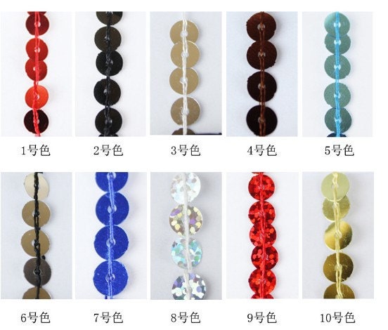 10 yards 15cm wide washable sparkle sequins chainette fringe, 72 different colors