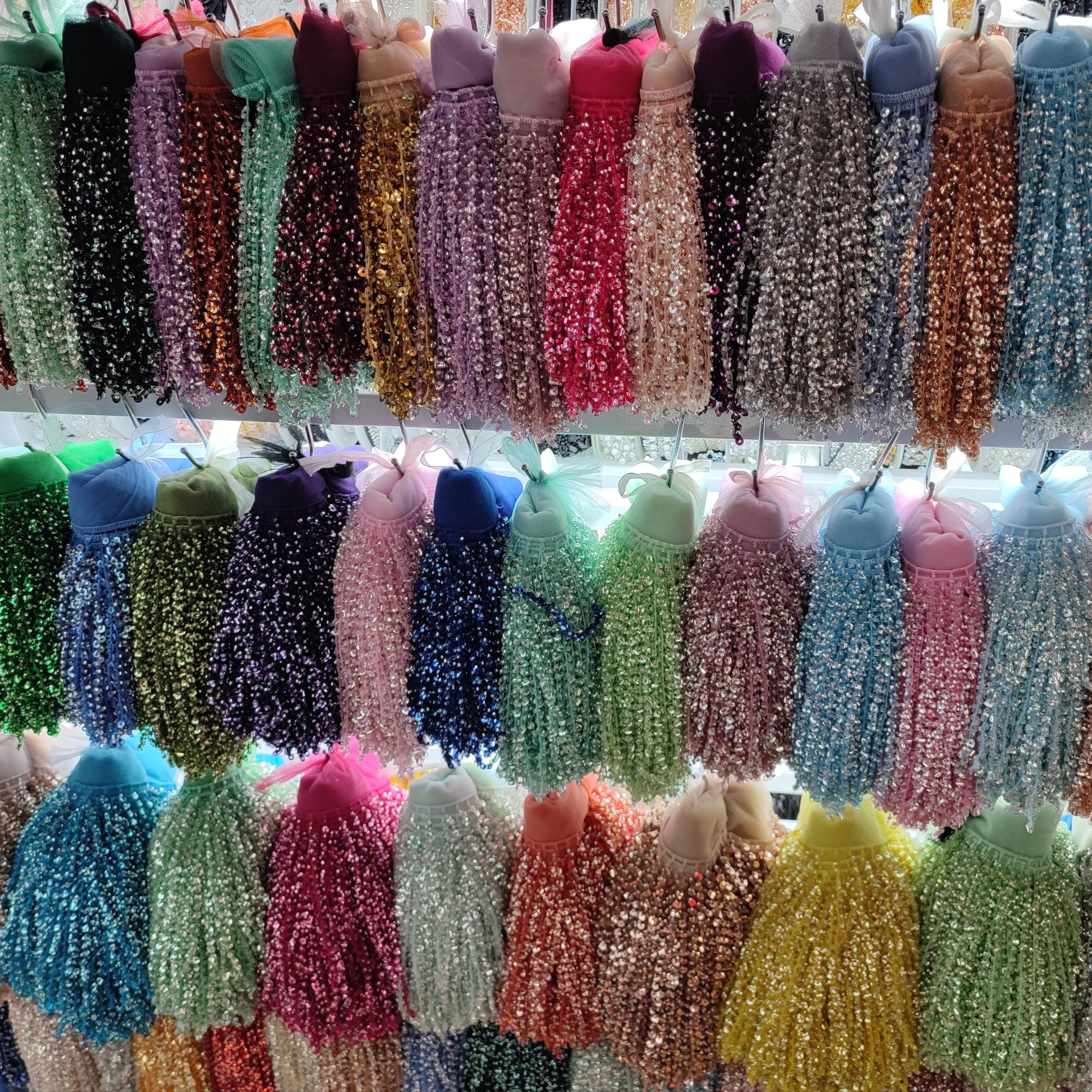 Franje van pailletten en kralen: 15 cm brede versiering voor jurken en kostuums (10 meter)