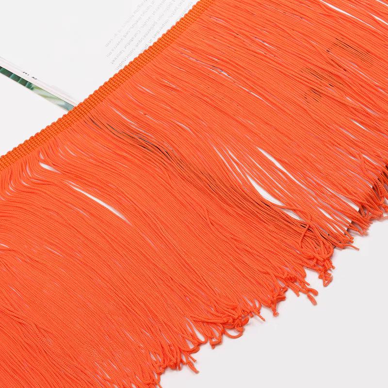 Frange en chaînette de nylon de 20 cm : noir, blanc, bleu, orange, menthe (10 mètres)