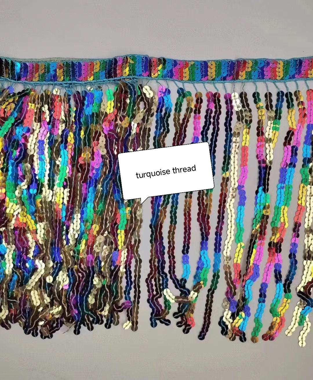 10 yards 12 inch wide Thick braided band Rainbow Sequins Fringe, Different colors in