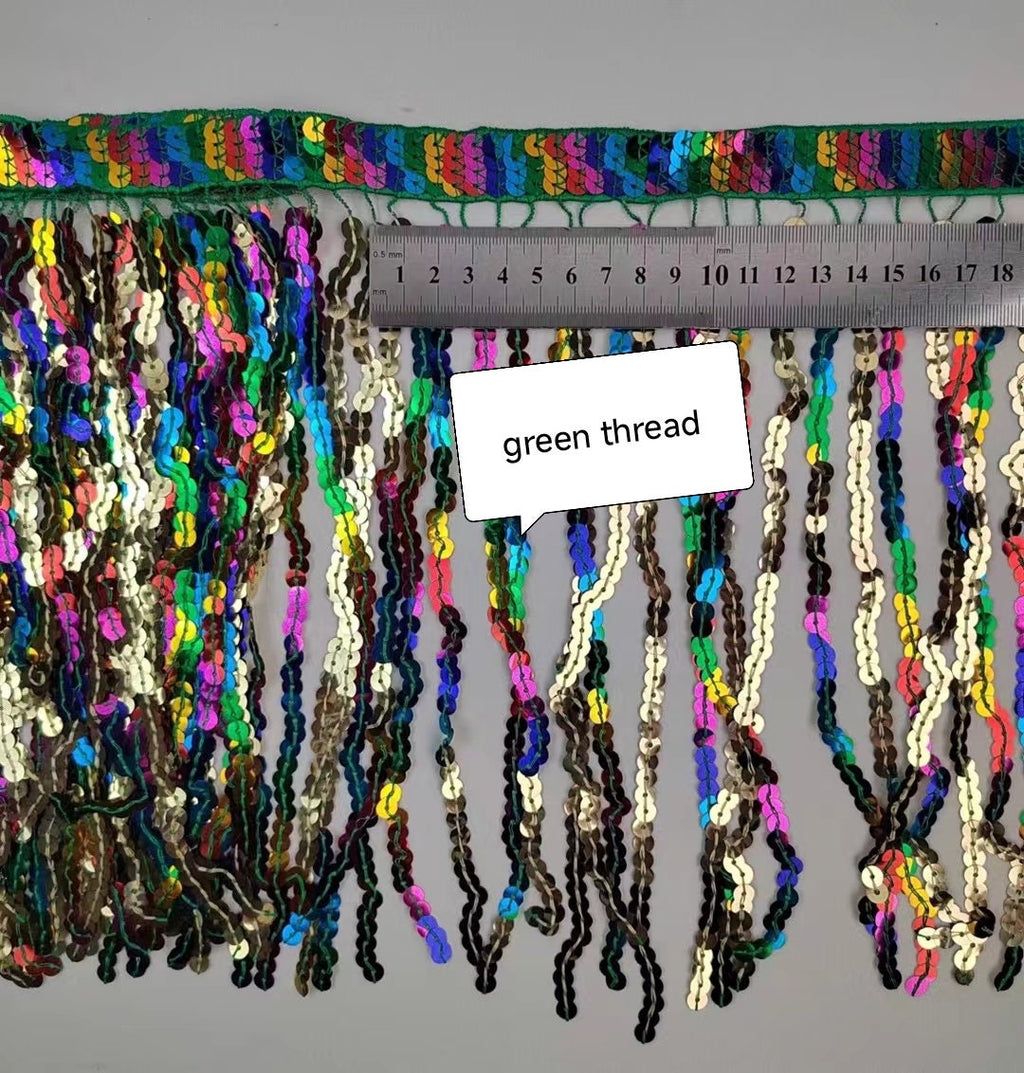 10 yards 12 inch wide Thick braided band Rainbow Sequins Fringe, Different colors in