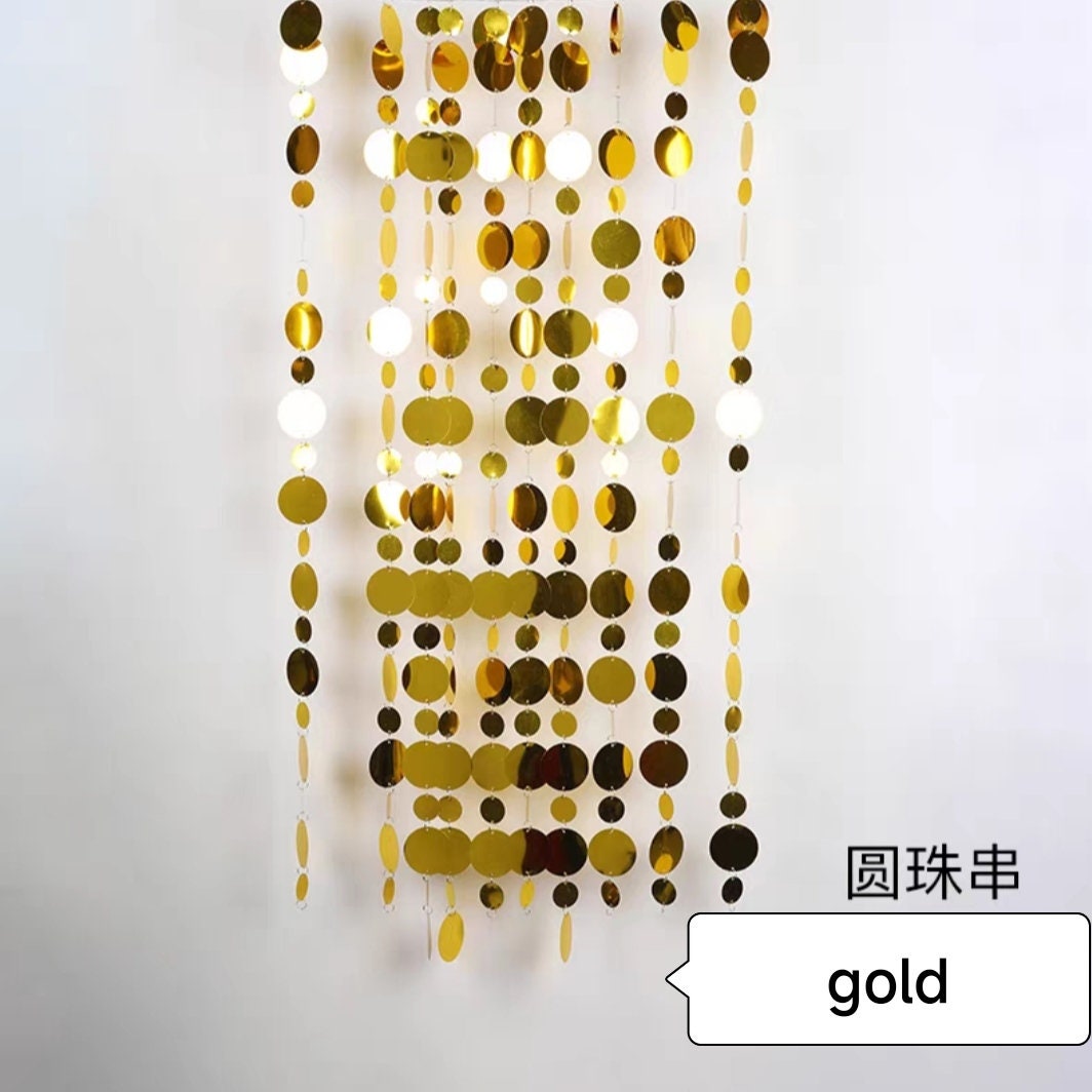 Handmade 1M Long 30mm+50mm Round Sequins Beaded Sequins String Sequins Curtain for Party Decoration, 20pcs/bag, 9 Different colors