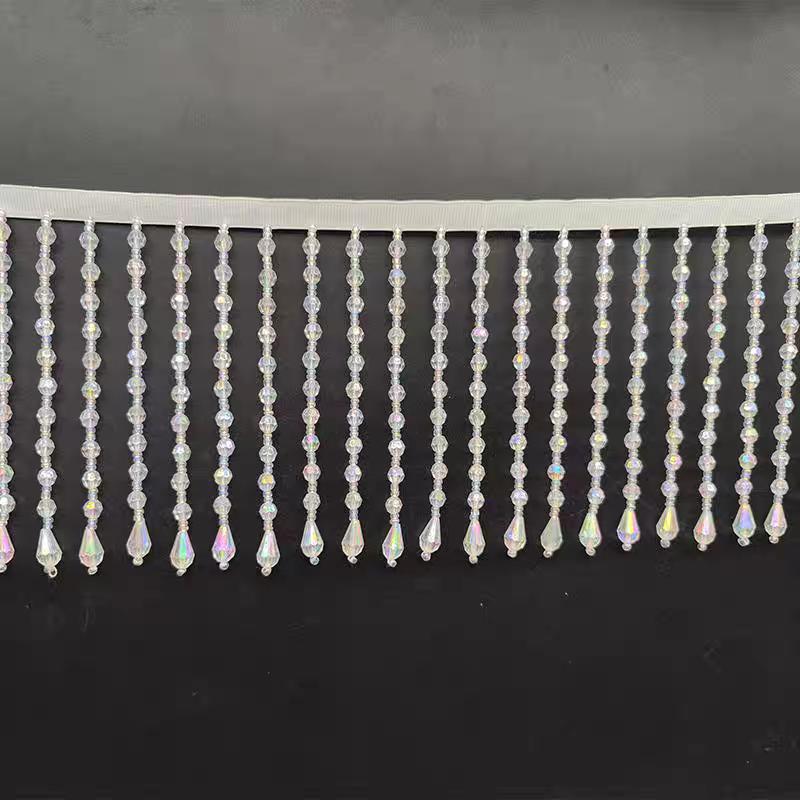 AB Clear Acrylic Beaded Fringe: Costume & Lampshade Trim (90cm)