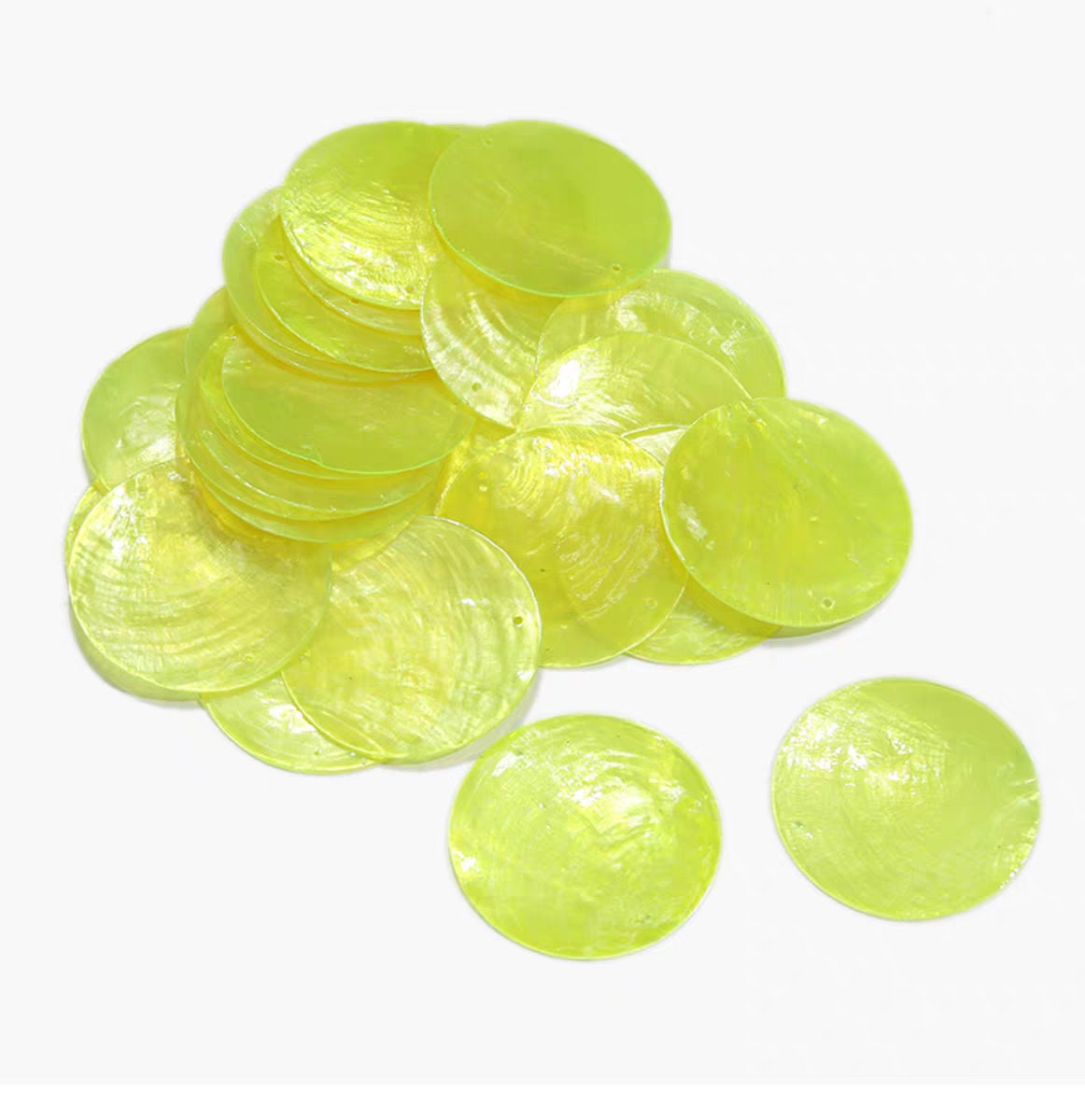 100 stuks 30 mm natuurlijke parelmoer schelpschijven, transparant, blauw, goud, geel, turkoois, groen, roze, parelmoer schelpschijven