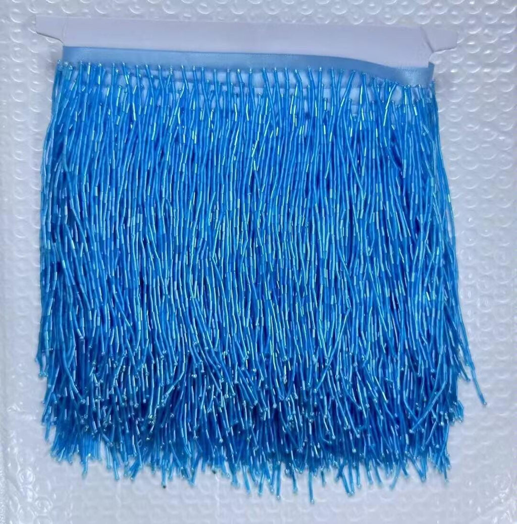 Bordure à franges de perles tubulaires, couleurs personnalisées, 15 cm de large, 9 m