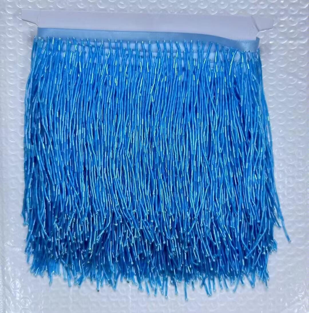 Bordure à franges de perles tubulaires, couleurs personnalisées, 15 cm de large, 9 m
