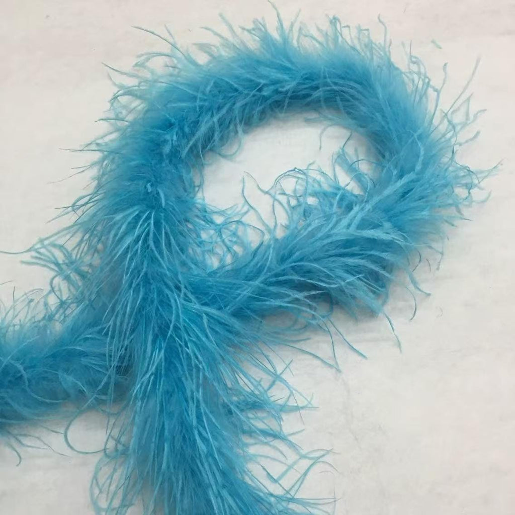 2 meters Long 1 ply Ostrich Feather Boa, navy blue, gray, hot pink, black, white, burgundy, purple, turquoise, brown, green ostrich boa