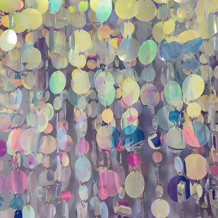 Handmade 1M Long 30mm+50mm Round Sequins Beaded Sequins String Sequins Curtain for Party Decoration, 20pcs/bag, 9 Different colors