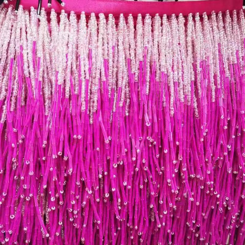 5 inches Wide Chevron Beaded Fringe, Lampshade Costume Dress Tassle Fringe,Rose gold silver black white blue lilac hot pink red green Tassle