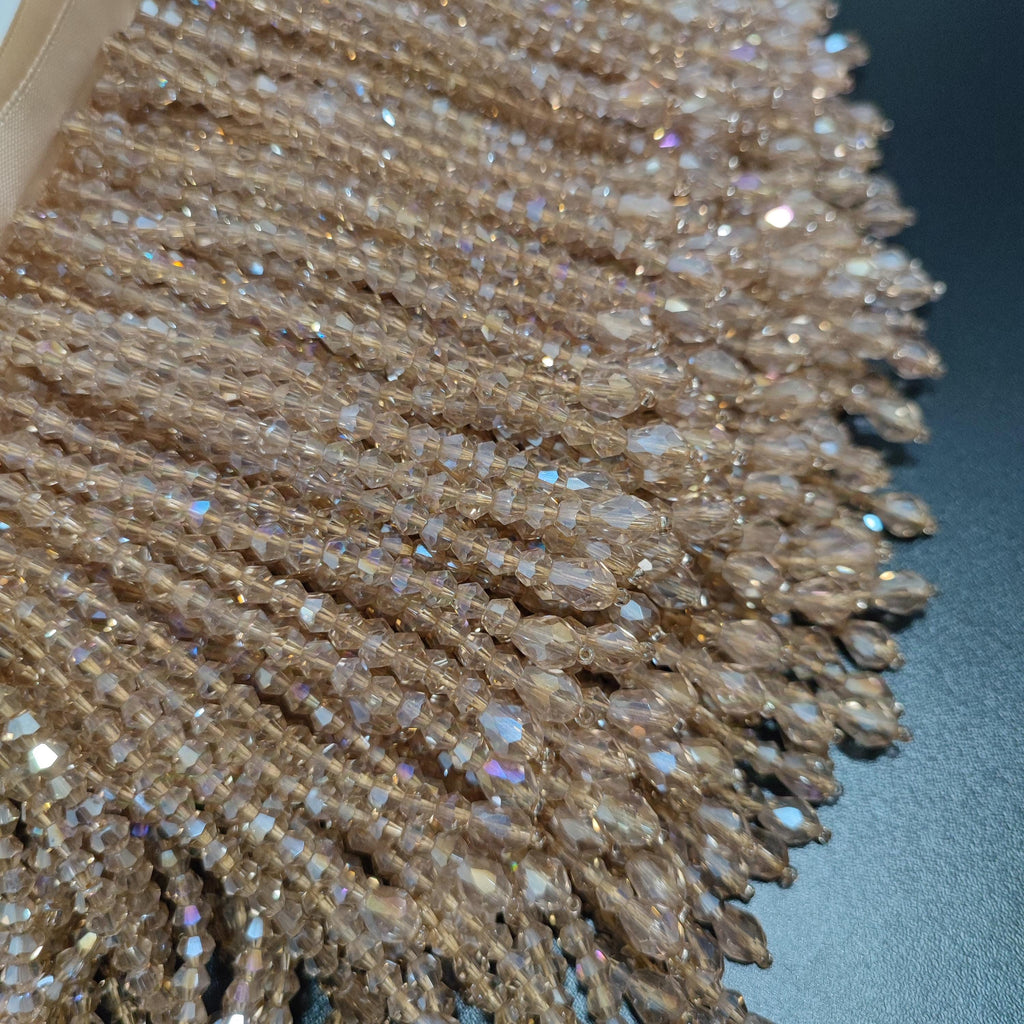 Handgemaakte kralenfranje van 9-10 cm brede kristallen kralen, nude kristallen kralenfranje, kleine oplage op maat gemaakt, alle soorten kristalkleuren
