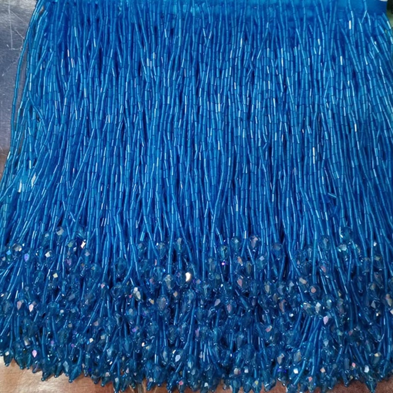 6inch Bugle Beads Crystal Beads Beaded Fringe,Lampshade Fringe,Dancewear Tassle Fringe, Dress Fringe,DIY Sparkle Beaded Fringe, Custom Color