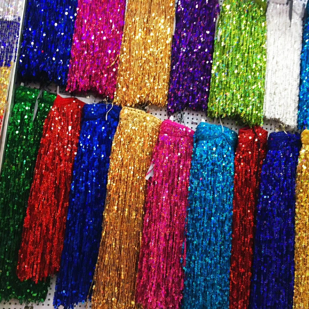 10 yards Sparkle 24 inch Wide  Sequins Fringe, Dress Costume Handbag Boots Curtain Sequins Fringe, 54 different colors, Custom Make Colors