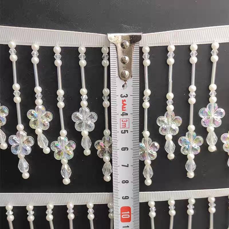 AB Kristallen Bloemenfranje met Kralen: Couture Jurkkwastje (90 cm)