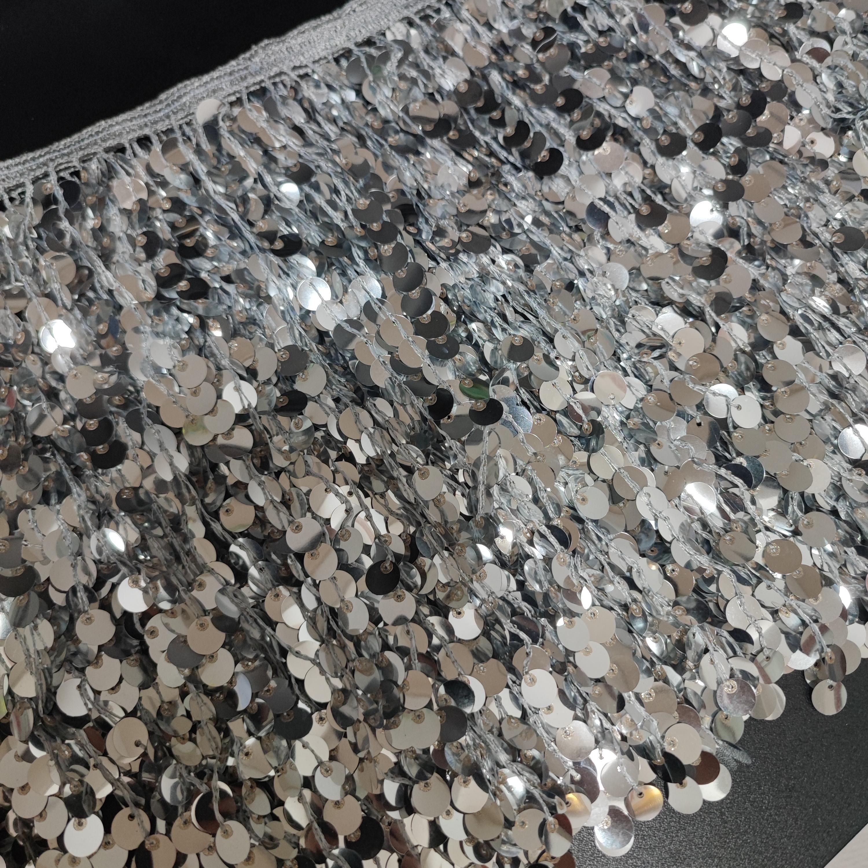 Frange à paillettes de 23 cm : argent, or, prune, bleu, noir, rouge - 4,5 m