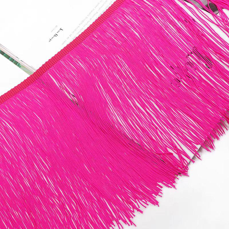 Frange en chaînette de nylon de 20 cm : rouge, marine, marron, rose vif - 9 mètres