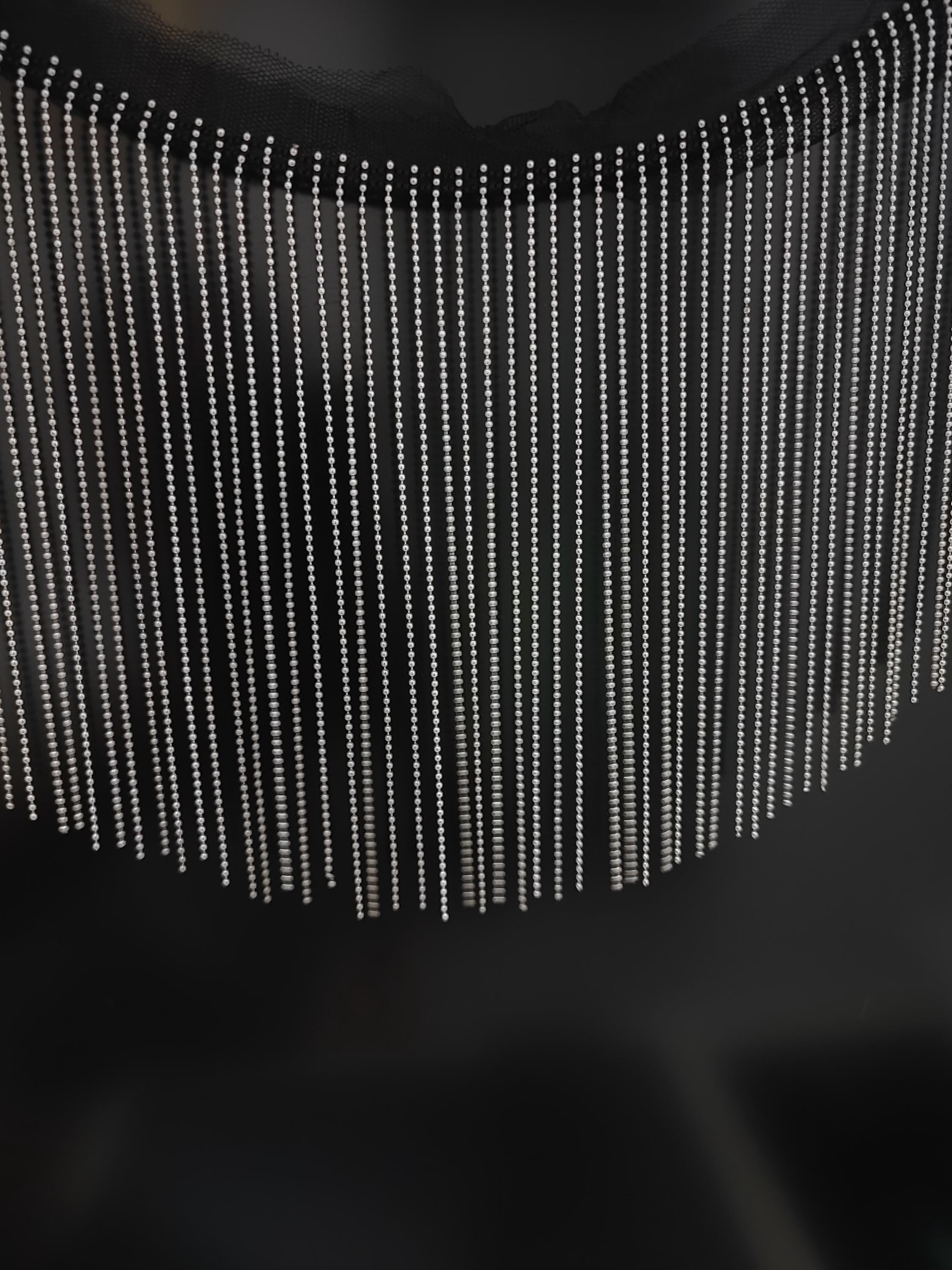 Frange en chaîne de perles de cuivre de 1 m de long et 15 cm de large, frange en chaîne de perles argentée, dorée ou canon de fusil de 15 cm de large pour abat-jour