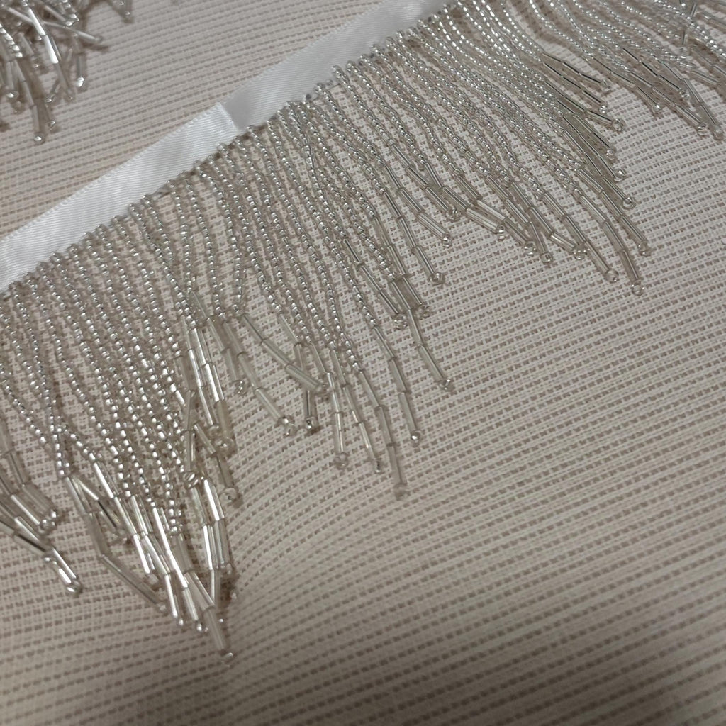 90 cm lange, dikke, 5-7 cm brede kralenfranje, zilveren kralenfranje, gouden kralenfranje, aangepaste kleuren