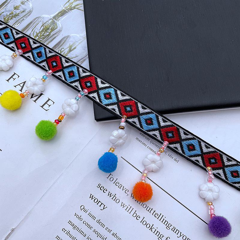 Bordure à pompons perlés faite à la main, bordure d'abat-jour colorée