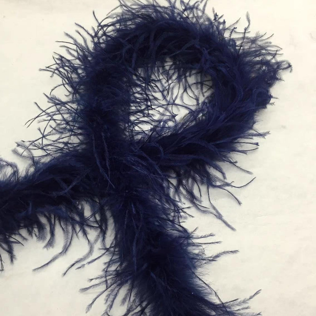 2 meters Long 1 ply Ostrich Feather Boa, navy blue, gray, hot pink, black, white, burgundy, purple, turquoise, brown, green ostrich boa