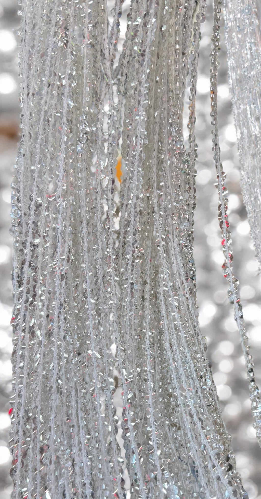 Silver Sequins Beads Fringe, Dress Curtain Backdrop, 52 Inch Wide,90cm Long, Customize Colors