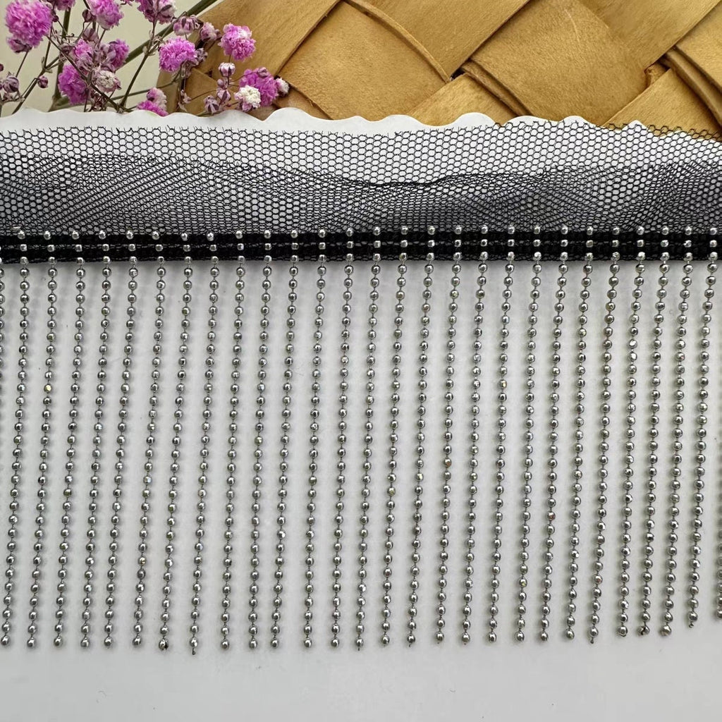 5 yard 6cm wide Copper Bead Chain Fringe Dancewear Fashion Costume Fringe DIY Sewing Supplies, 7 Different Colors