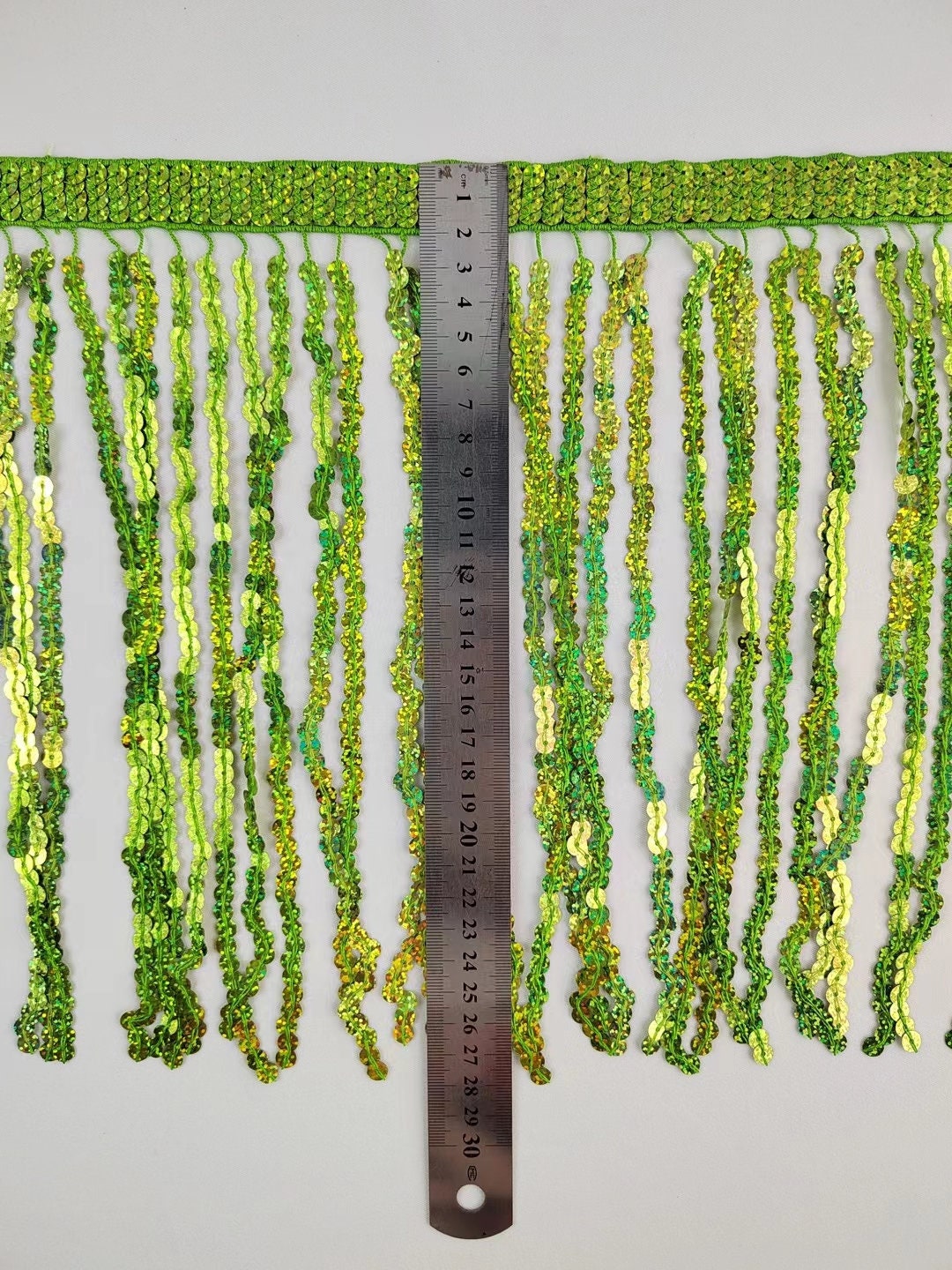 Bordure à franges de sequins de 9 mètres (10 yards) : bande tressée de 30 cm (12 pouces) de large