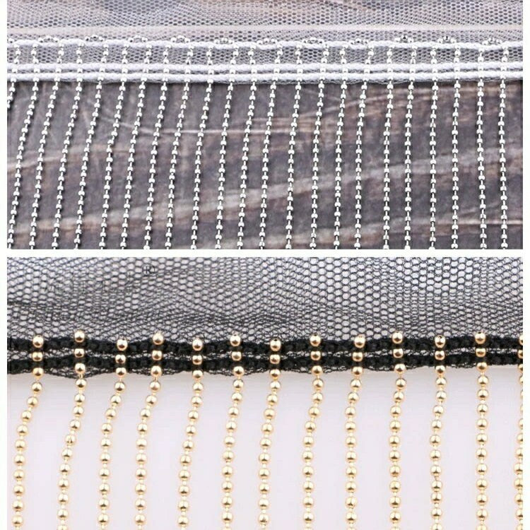 5 yard 6cm wide Copper Bead Chain Fringe Dancewear Fashion Costume Fringe DIY Sewing Supplies, 7 Different Colors