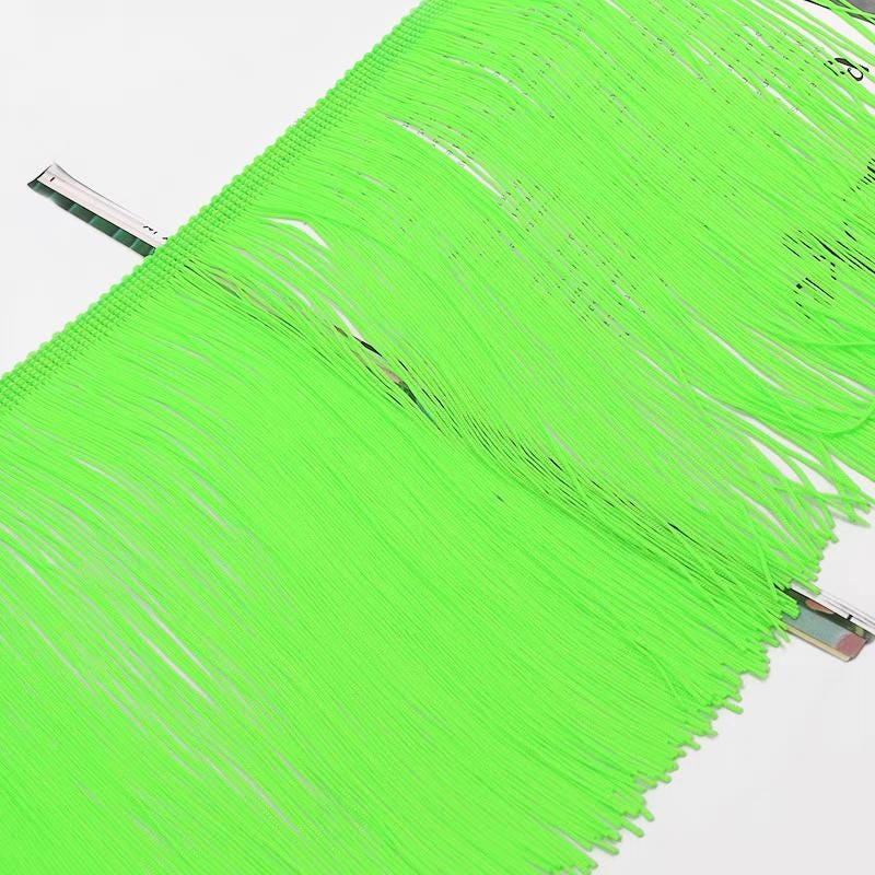 Frange en chaînette de nylon de 20 cm : noir, blanc, bleu, orange, menthe (10 mètres)