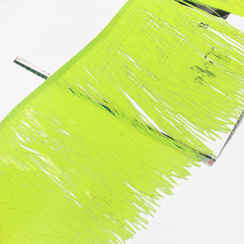 Frange en chaînette de nylon de 20 cm : noir, blanc, bleu, orange, menthe (10 mètres)