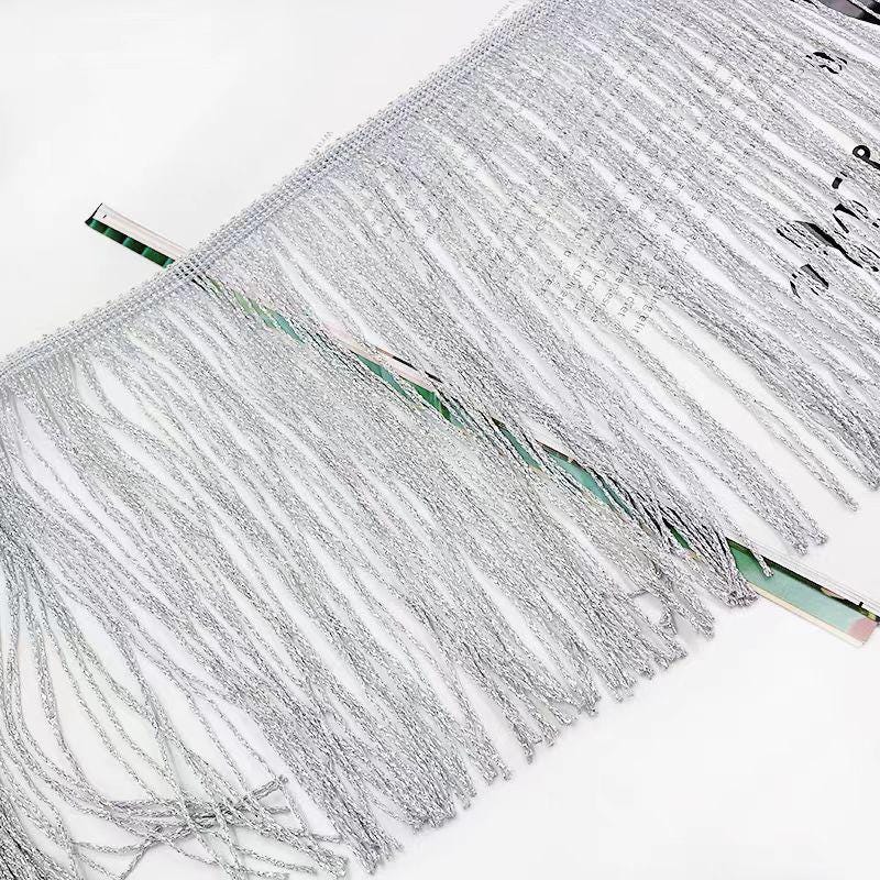 Frange en chaînette de nylon de 20 cm : rouge, marine, marron, rose vif - 9 mètres