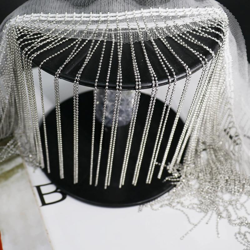 Frange en chaîne de perles de cuivre de 1 m de long et 15 cm de large, frange en chaîne de perles argentée, dorée ou canon de fusil de 15 cm de large pour abat-jour