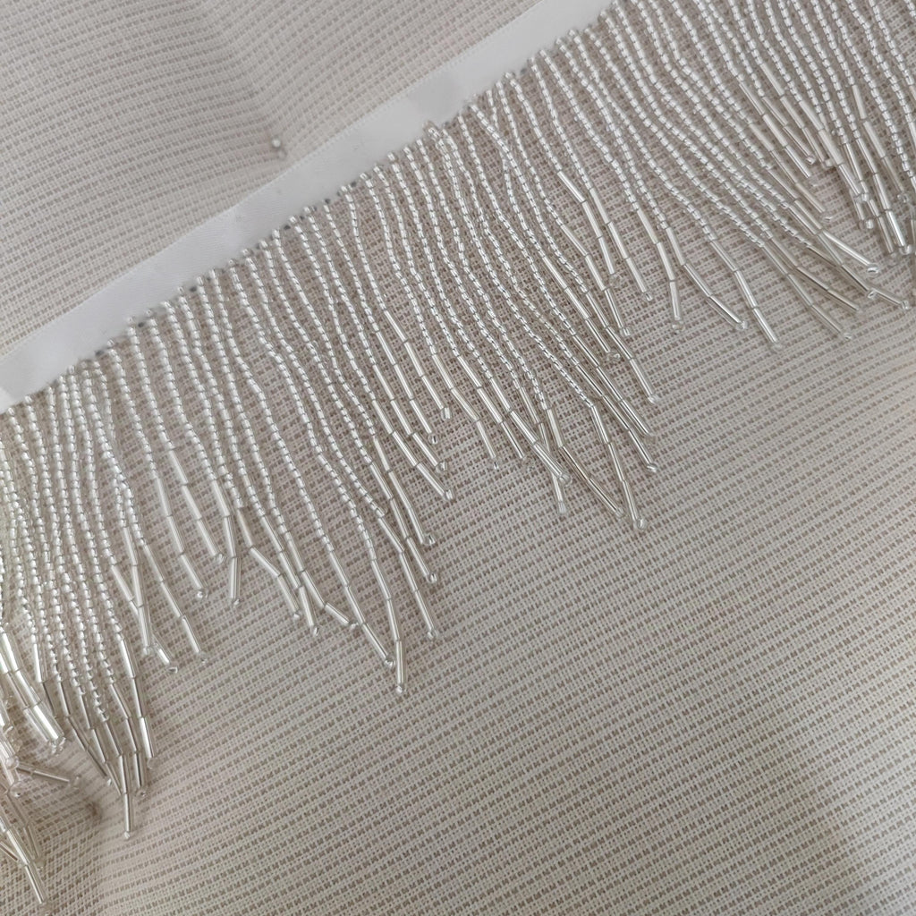 90 cm lange, dikke, 5-7 cm brede kralenfranje, zilveren kralenfranje, gouden kralenfranje, aangepaste kleuren